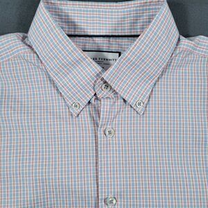 Charles Tyrwhitt Mens Classic Fit Button Down Shirt Red Blue Plaid 17.5 / 34 L/S